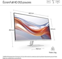 Load image into Gallery viewer, HP Series 5 31.5 inch FHD Monitor - 532sf, 80 cm, W128952815 (Monitor - 532sf, 80 cm (31.5), 1920 x 1080 Pixels, Full HD, LCD, 7 ms, Silver)