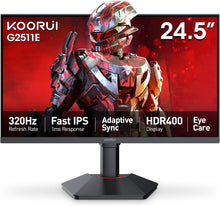 Load image into Gallery viewer, KOORUI G2511E Gaming Monitor, 24.5" FHD IPS 320Hz 1ms GTG, HDR400 95% DCI-P3, Adaptive Sync Compatible, Tilt Height and Vertical Adjustable, 2x HDMI 2.0 1x DP 1.4