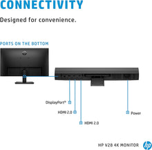 Load image into Gallery viewer, HP V28 4K Monitor 28-inch Diagonal Display, 3840 x 2160 at 60 Hz
