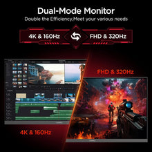 Load image into Gallery viewer, Koorui G2741L 27 Inch Gaming Monitor, (3840x2160) Monitor, Dual Mode (4K 160Hz / FHD 320Hz), IPS Panel, 1ms, 95% DCI-P3, HDR400, Eye-Care, Height/Pivot/Tilt Adjustability, VESA Mountable, HDMI/DP
