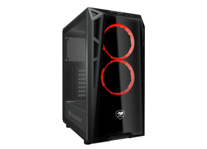 Cougar Turret Case With 2 Led Fans(Red Color)