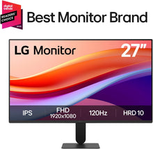 Load image into Gallery viewer, LG 27''  LG27U411A-B 27-inch Full HD (1920 x 1080) IPS Computer Monitor, 120Hz, HDR10, Reader Mode, Flicker Safe, HDMI, Slim Stand Base, Black
