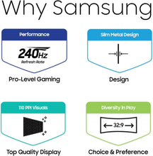Load image into Gallery viewer, Samsung 49" Odyssey G93SC Series Curved Gaming Monitor, QD-OLED, 240Hz, 0.03ms, DQHD, G-Sync Compatible, FreeSync Premium Pro, Adjustable Stand ( LS49CG934SMXUE )
