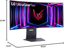 Load image into Gallery viewer, LG 34GS95QE 34-inch Ultragear OLED Curved Gaming Monitor WQHD 1440p 800R 240Hz 0.03ms AMD FreeSync Premium Pro NVIDIA G-Sync HDMI 2.1 DisplayPort Tilt/Height/Swivel Stand Black
