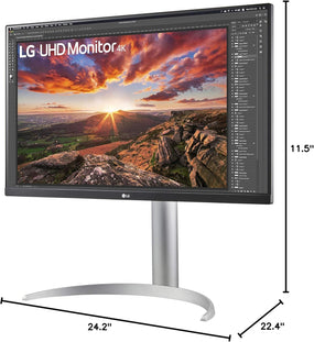LG 27UP850-W Monitor 27” UHD (3840 x 2160) IPS Display, VESA DisplayHDR 400, DCI-P3 95% Color Gamut, USB-C,3-Side Virtually Borderless Display, Height/Pivot/Tilt Adjustable Stand - Silver