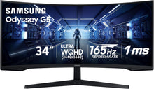 Load image into Gallery viewer, Samsung 34" Odyssey G5  Ultra-Wide  Gaming Monitor with 1000R Curved Screen | 165Hz, 1ms, FreeSync Premium, Large Display, Eye Comfort --LC34G55TWWPXEN--
