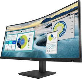 HP P34HC G4 34" WQHD Curved Monitor, Vertical Alignment - 3440 x 1440 - 250 Nit - 100 Hz RR - HDMI - Display Port